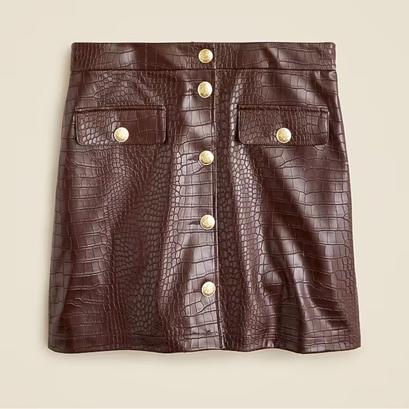 NWT J Crew Collection mini skirt in croc-embellished faux leather. - Picture 2 of 5